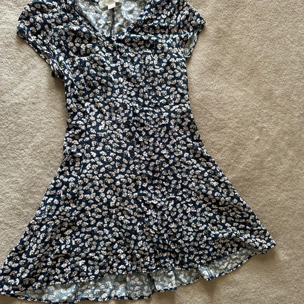 Navy Daisy Floral Mini Dress | XS